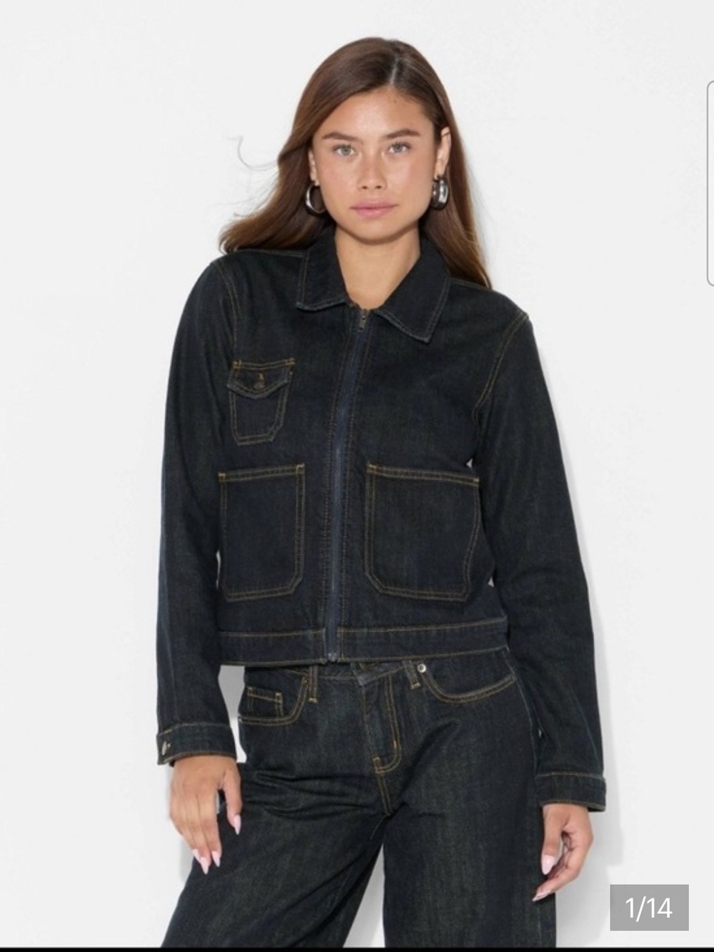 wild fable Dark Indigo Zip-Front Denim Jacket